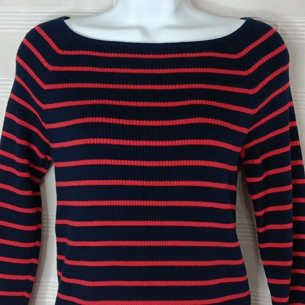 Lauren Ralph Lauren Petites Navy Blue & Red 3/4‎ Sleeve Sweater Women's Size P/S